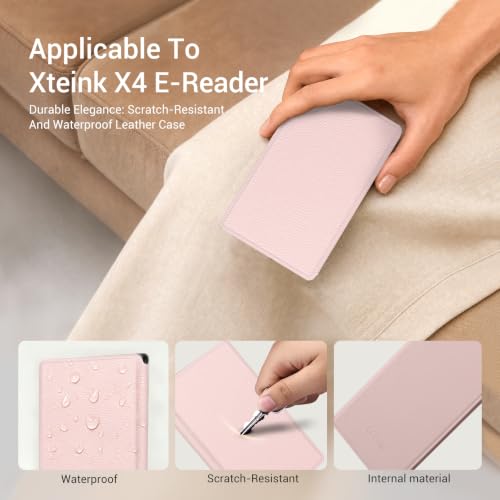 Image of CoBak Magnetic Case for XTEINK X4, Ultra-Lightweight Protective Cover for Xteink X4 E-Reader, Secure Magnetic Attachment(Litchi Patterned Pink)