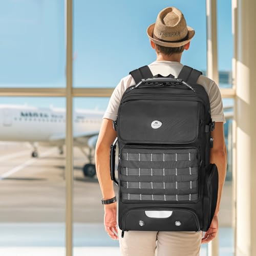 MATEIN Erweiterbar Reiserucksack 55x35x25 mit Schuhfach, 50L Groß Laptop Rucksack 17,3 Zoll mit USB Ladeanschluss Diebstahlsichere Tasche, Handgepäck Rucksack Herren mit 3 Packing Cubes, Schwarz