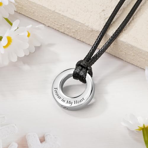 XIUDA Circle of Life Eternity Urn Necklace for Men Women Stainless Steel Cremation Jewelry for Ashes Memorial Pendant Ash Keepsake3