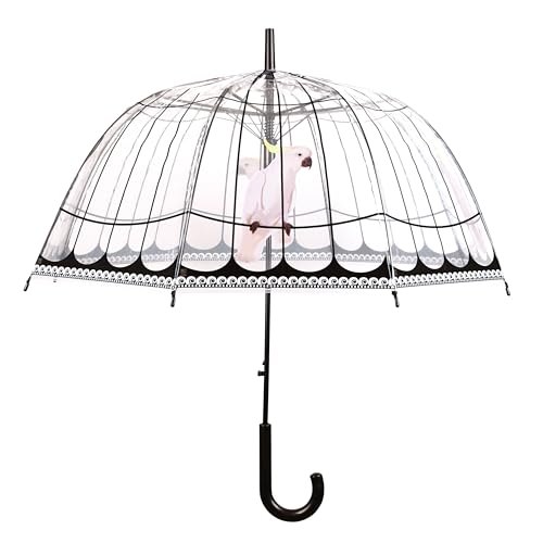 degawo Wunderschöner Transparenter Regenschirm mit Vogelkäfig-Motiv - Automatische Öffnung, Stabil & Leicht degawo Wunderschöner Transparenter Regenschirm mit Vogelkäfig-Motiv - Automatische Öffnung, Stabil & Leicht