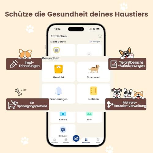 PawView Personalisierte Silikon Hundemarke qr code & NFC-wasserdichte, geräuschlose Für kleine, mittelgroße und große Hunderassen mit Online-Profil,Gegen Verlust,Finder Scannt ohne App DE