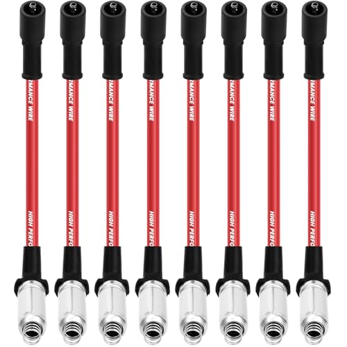 Blshwez High Performance Spark Plug Ignition Wires, 10.2mm Spark Plug Wires Set Compatible with 2000-2009 Chevy GMC V8 Replace OEM# 48322R 48322 7831