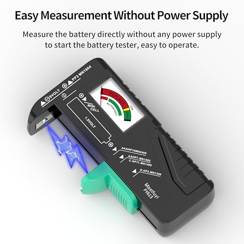 Mastfuyi Battery Tester, Universal Battery Checker, Small Volt Checker, Small Battery Testers for 9V 1.5V AAA AA C D Button Cell Household Batteries (Requires No Battery for Operating)