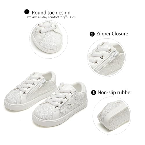 GINFIVE Toddler Girls Sneakers Little Girls Slip On Shoes School Sneakers Toddler 6