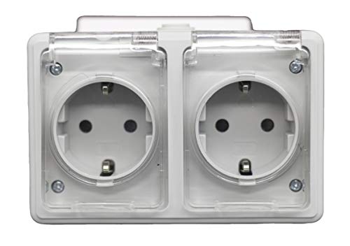 Doble base schuko. Doble base estanco para exterior IP54.