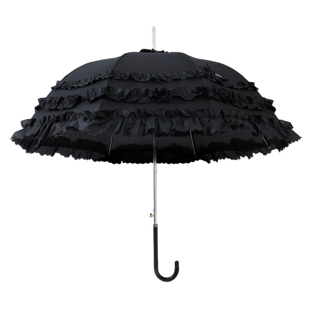 Asudaro Vintage Spitze Sonnenschirm Gothic Lolita Regenschirm Long Handle Bride Umbrella Sonnenschirm für Frauen Mädchen Sonnenschirme mit Spitze Dekoration