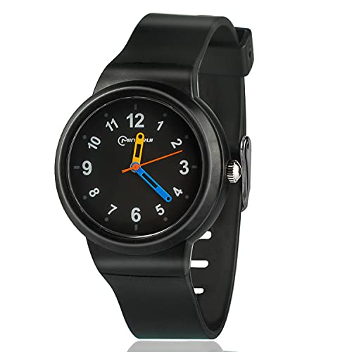 Kids Watches Analog for Girls Boys,Waterproof Quartz Wrist Watch for Children Easy to Learn time Watches (Black)
