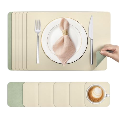 KitchenBoss Manteles Individuales Lavables y Posavasos: Juego de ...