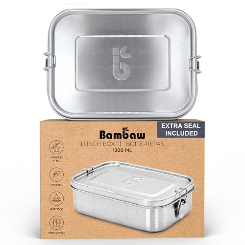 Bambaw Lunch Box Inox 1200 ml | Bento BPA Free | Boite Dejeuner Hermetique | Bento Compartimenté |...