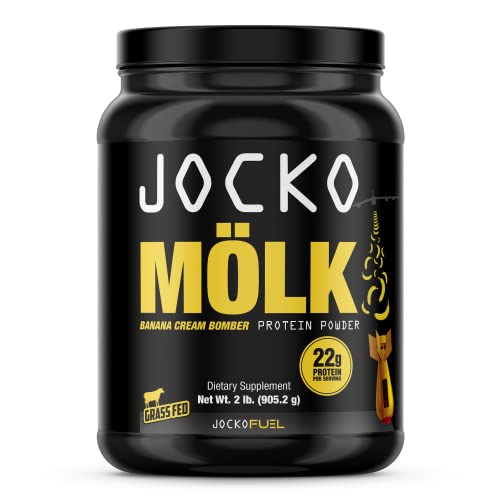 Jocko MÃ¶lk Protein Powder (Banana Cream) - Keto, Probiotics, Grass Fed Whey, Digestive Enzymes, Amino Acids, Sugar Free Monk Fruit Blend - Supports Muscle Recovery and Growth - 31 Servings