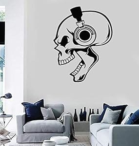 LYOMAN Wall Stickers Vinyl Decal Skull Listening Music In Headphones Decor