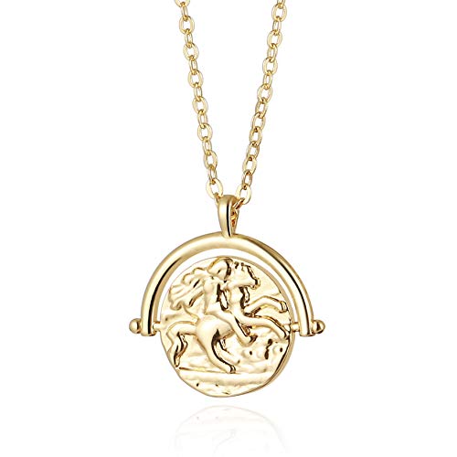 18k Gold Plated Medallion Necklace Coin Pendant Round Circle Disk Minimalist Jewelry for Women 20ââ
