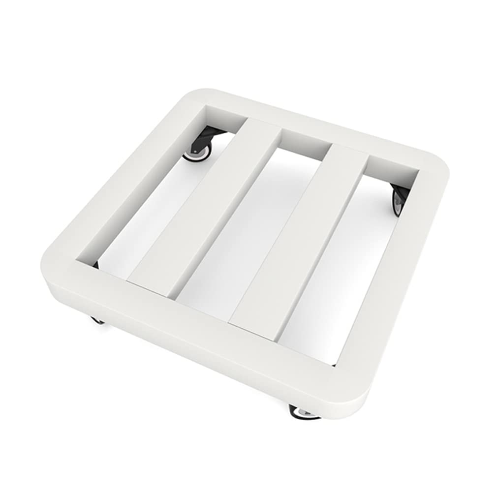 YiHYSj Plant Stand on 4 Wheels Heavy Duty Plant Pot Holder Large Trolley Metal plant pot Rack Shelf Square Plant Pot Caddy for Indoor Outdoor Home Garden Load capacity 150 kg (White,30x30cm)
