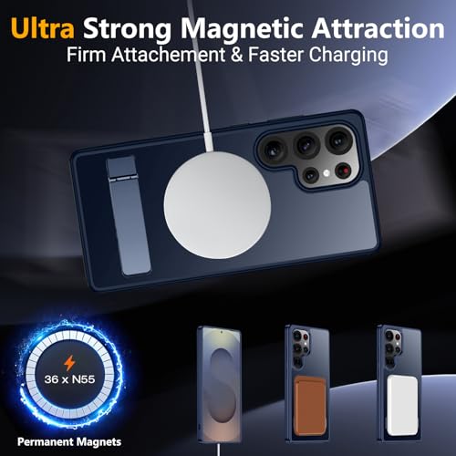 Image of SPIDERCASE Magnetic for Samsung Galaxy S25 Ultra Case, [Compatible with Magsafe][ Military Grade Drop Protection] with Invisible Stand Shockproof Slim Case for S25 Ultra 5G,Blue