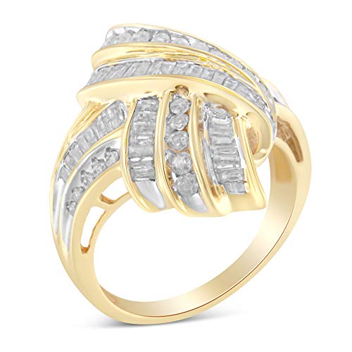 Original Classics 10K Yellow Gold Diamond Bypass Cocktail Ring (1 1/5 Cttw, I-J Color, I2-I3 Clarity) - Size 6