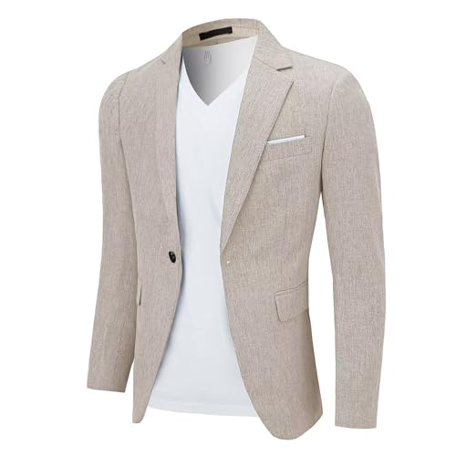 Men Blazer Slim Fit Sport Coat Casual One Button Lightweight Business Suit Jackets