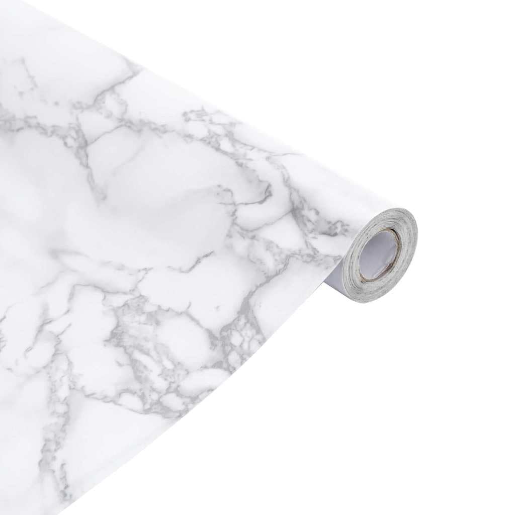 Lámina autoadhesiva para muebles, color blanco mármol, PVC, 90 x 500 cm, para superficies lisas, 0,15 mm, lámina decorativa para mesa, armario, pared y cristal