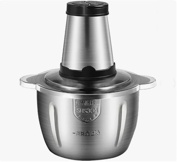 Generic 4L Stainless Steel Electric Meat Chopper 550W Food Processor with Interchangeable Blades Safety Lock Manual Control Silver