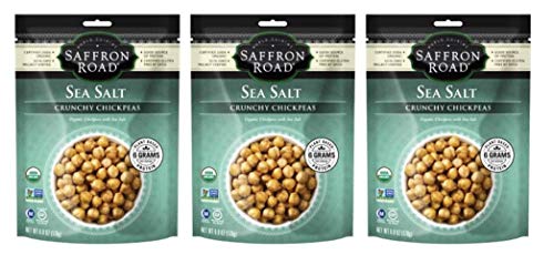 Saffron Road Crunchy Seasoned Chickpeas, Sea Salt Flavor - Pack of 3, 6 Ounces each
