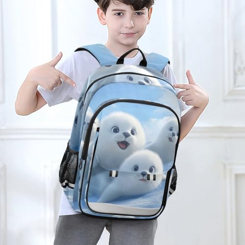 ALAZA White Cute Seal Kids Laptop Backpack 17 inch School Bookbag Back Pack Business Computer Bag Casual Daypack2