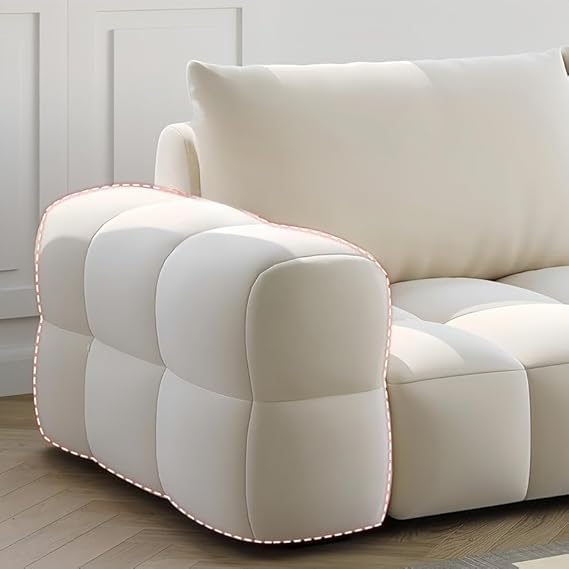 Image of A to Z Furniture Classic Chesterfield Sofa Set Luxury Chesterfield Sofa in for Home Living Room & Office (3+1=4 Seater Sofa with Ottoman Off White)