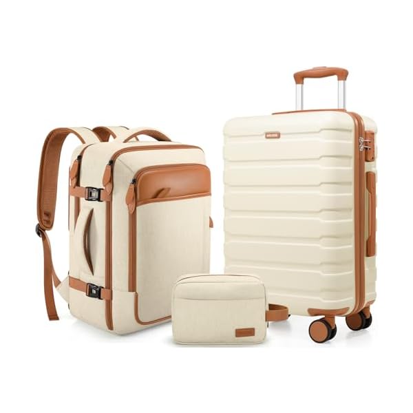 Luggage Sets 3 Piece, 20 Inch Hardshell Carry On Luggage 22x14x9 Airline Approved, Suitcase with TSA Locks & YKK Zippers, Carry On Suitcase with Wheels for Men & Women Travel