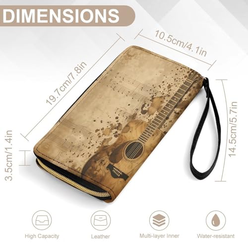 Guitar Sheetmusic Women's Wallet Wristlet Zipper Purse with Hand Strap Travel Credit Card Holder for Daily Use Gifts2