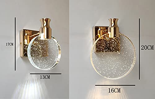 Image of Aomesinc Crystal Wall Sconce Nordic Style LED Wall Lamps Simple Creative Lights for Living Room Bedroom Bedside Dresser Bathroom Corridor(A,Golden,Large)