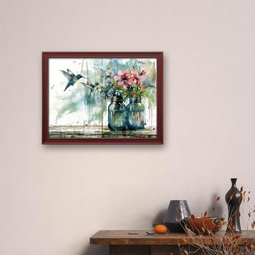 Image of Leczany Cross Stitch Stamped Kits for Adults Beginners Patterns Craft Kit Needlepoint Full Range of DIY Embroidery Kits Starter 11CT 3 Strands | Vase and Hummingbird 15.8x21.3 inches