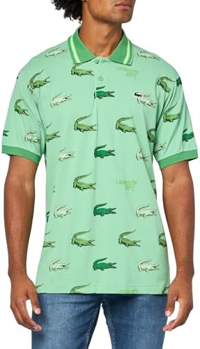 Lacoste Camisa polo masculina com estampa de crocodilo e golfe
