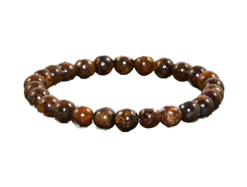 Bracelet bronzite 8mm extensible 7 pouces pour lithothérapie et chance