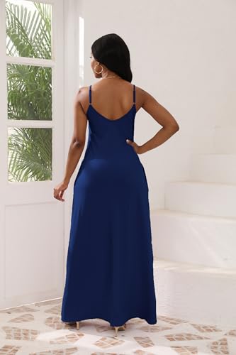 Image of vunahzma Womens Casual Fashion Sleeveless Plus Size Loose Long Sexy Maxi Dress with Pockets