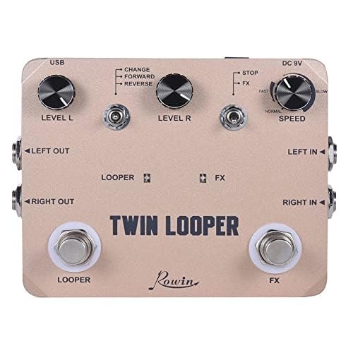 Rowin Doble Looper para guitarra eléctrica, bajo, pedal de guitarra, 11 minutos de tiempo de grabación con salida de entrada estéreo LTL-02