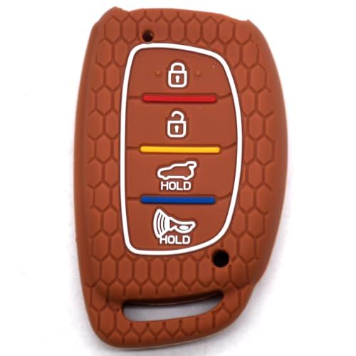 Image of KMH - Silicone Premium Key Cover Compatible with Hyundai | (Brown)