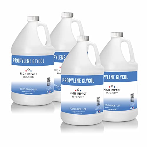High Impact Propylene Glycol Gallon 99+% Purity Food Grade / USP | Made in USA | Pack of 4