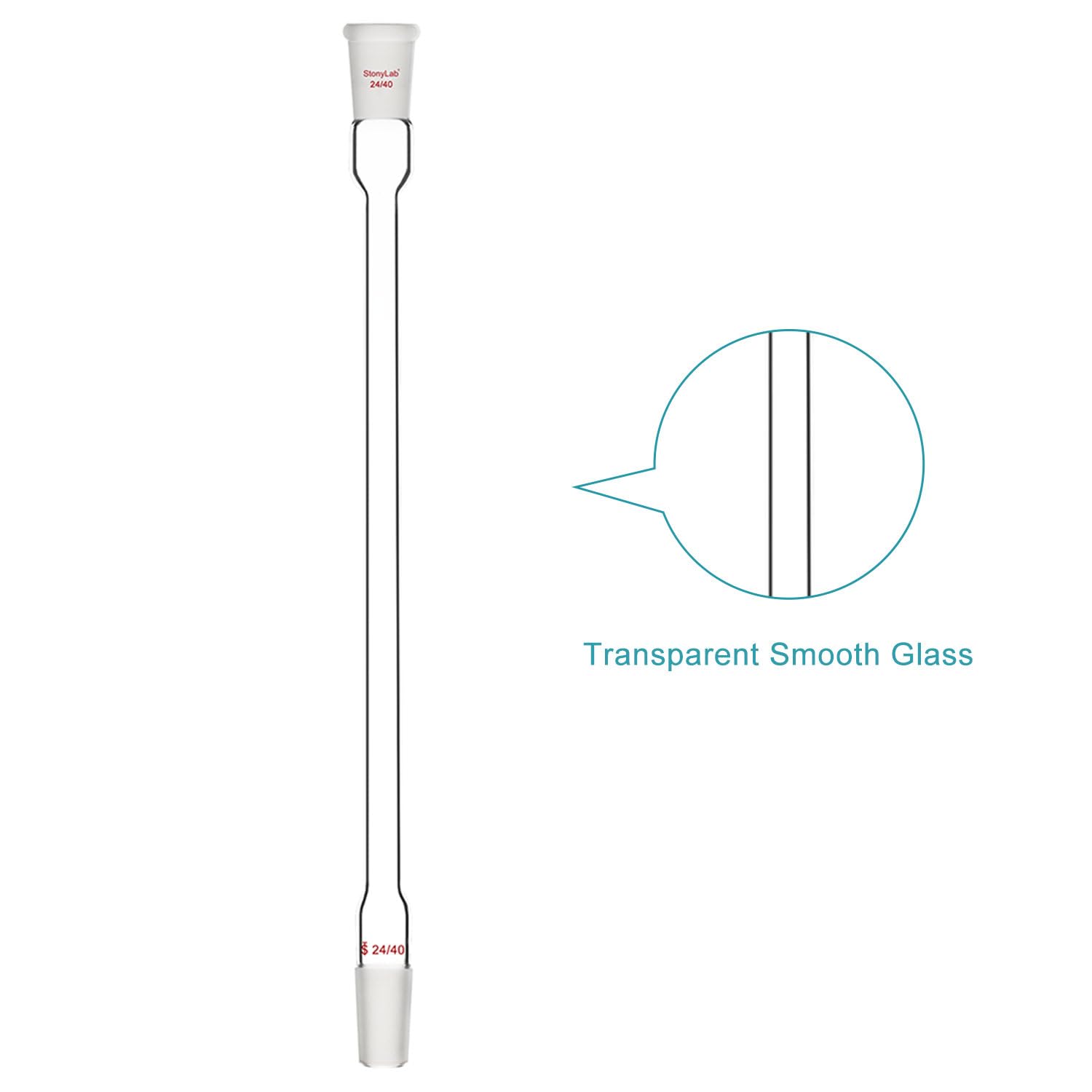 stonylab Tubo de Condensación de Aire, Condensador de Reflujo de Vidrio Borosilicato (24/40), Chaqueta de 300 mm, 16 mm de Diámetro, para Experimento de Destilación