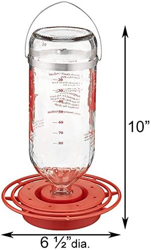 Best-1 Glass Hummingbird Feeders, 32 oz Nectar Capacity, Pack of 3 Hanging Bottle Style Feeders with 8 Ports and Perch Ring for Outdoor Use