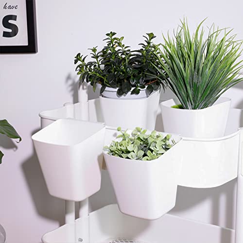 5 Pack Hanging Cup Holder, Rolling Cart Accessories, Trolley Basket Storage,4.75x4\"Hanging Pencil Holder Storage Containers Hanging Buckets Hanging Bins,Kitchen Waste Bins (White)
