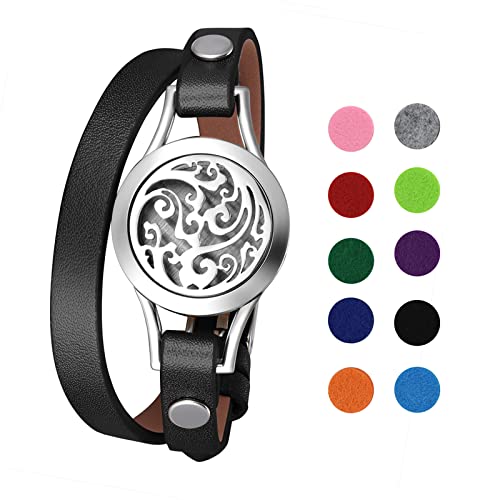OIDEA Pulsera de aromaterapia, diseño de árbol de la vida, doble lapa, de...