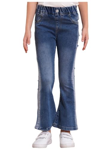 Kids Girls Skinny Flared Jeans Bell-Bottom Denim Pants Casual Elastic Waist Casual Trousers2