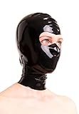  Anita Berg AB4031Z Natur Latex Maske mit Reißverschluss, Kopfmaske Mund zu Augen offen, L schwarz
