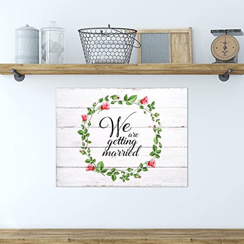 Panneau en bois We are Getting Married rustique de 30x40 cm pour déco murale - 6