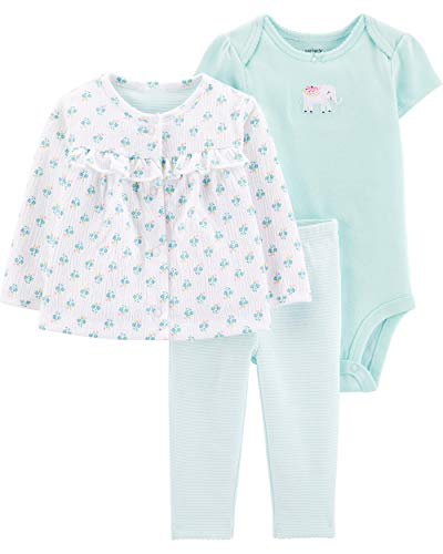Conjunto 3 Peças Body Calça Cardigan Bebê Menina Carter's (6 M)
