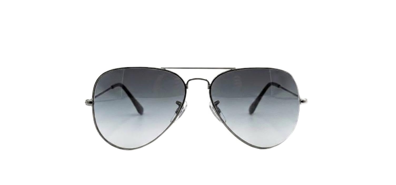 Classic Aviator Sunglasses, Metal Frame, Gradient Grey Lenses, Double Bridge, Unisex-image-15