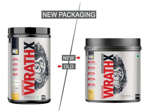 Image of MuscleBlaze Pre Workout WrathX Powder, Mango Mayhem, 540g | 30 Servings | Fully Loaded, Crash Free with Caffeine, Citrulline and Beta Alanine
