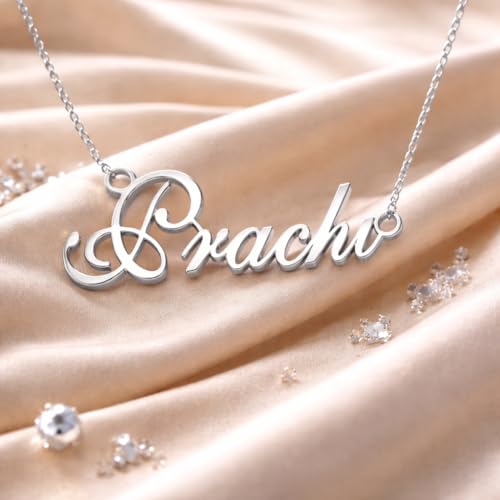 Image of Prachi Cursive Gold & Silver Name Pendant Necklace, Best Jewelry Gift for Girls.