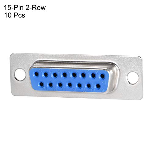 uxcell Conector D-sub DB15 Hembra 15 Pines Azul Pack 10 miniatura 2