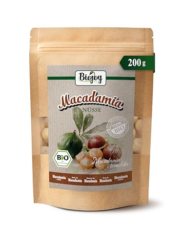 Biojoy Nueces de Macadamia Ecológicas (200 g), crudas y enteras, sin tostar y sin sal