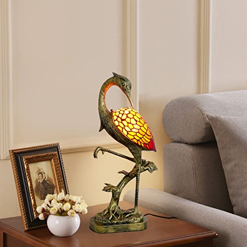 VirtueKing Orange Handmade Stained Glass Tiffany Table Lamp, 21.7in LED, Vintage, Decoration, Bedroom, Living Room, Office by VirtueKing - Used condition - Image 7