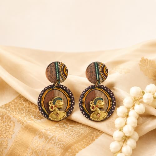 Image of Handcrafted Tribal Wooden Earrings Collection for Women - Butterfly, Princess & Modern Geometric Statement Designs
